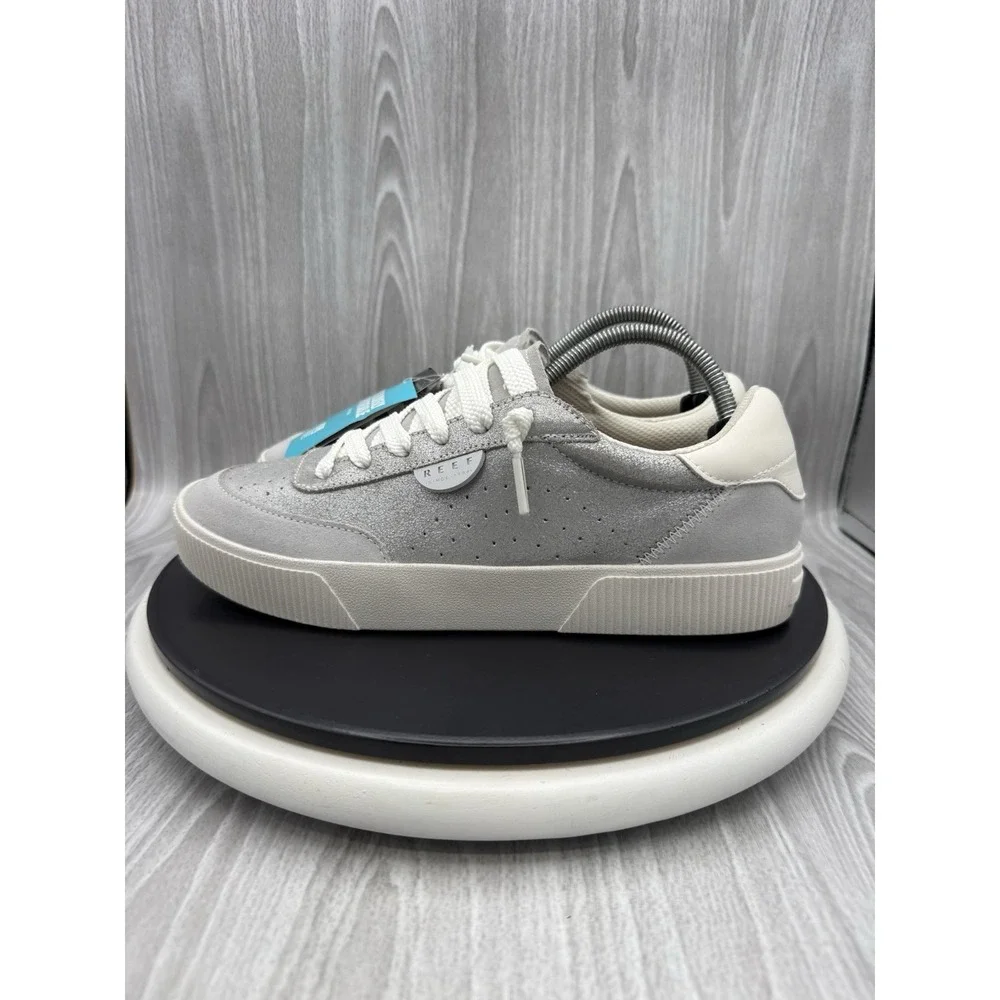 Reef Lay Day Seas Womens Size 10 Silver Suede Sneakers Casual Shoes CJ5985 NEW